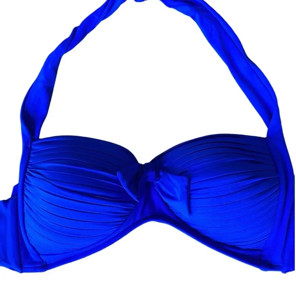 Seafolly Soft Cup Halter Bikini Top Small / Medium D Cup Royal Blue Swim NWOT